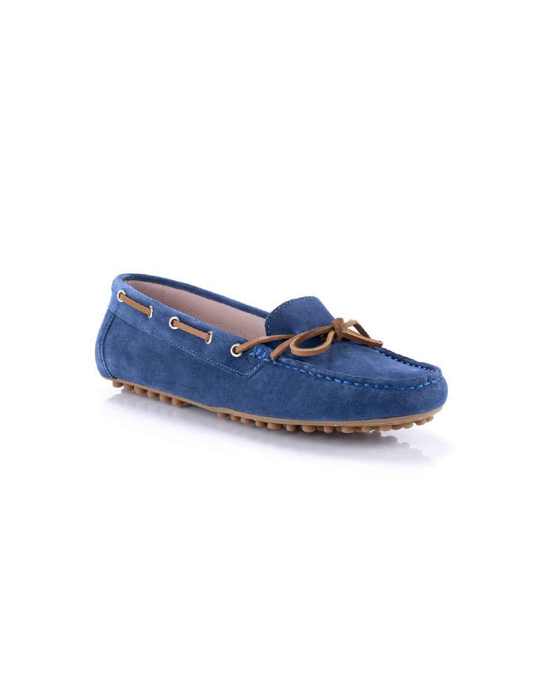 Ortiz & Reed Mocasines De Mujer De Ante Con Cordón De Piel Color Azul W-SEDAL-INDIGO