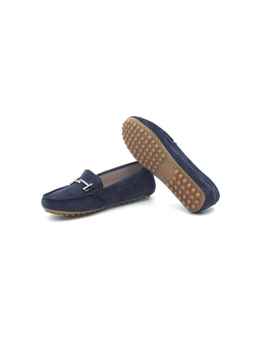 Ortiz & Reed Mocasines De Mujer De Ante Con Cordón De Piel Color Azul W-SERINOR-AZUL