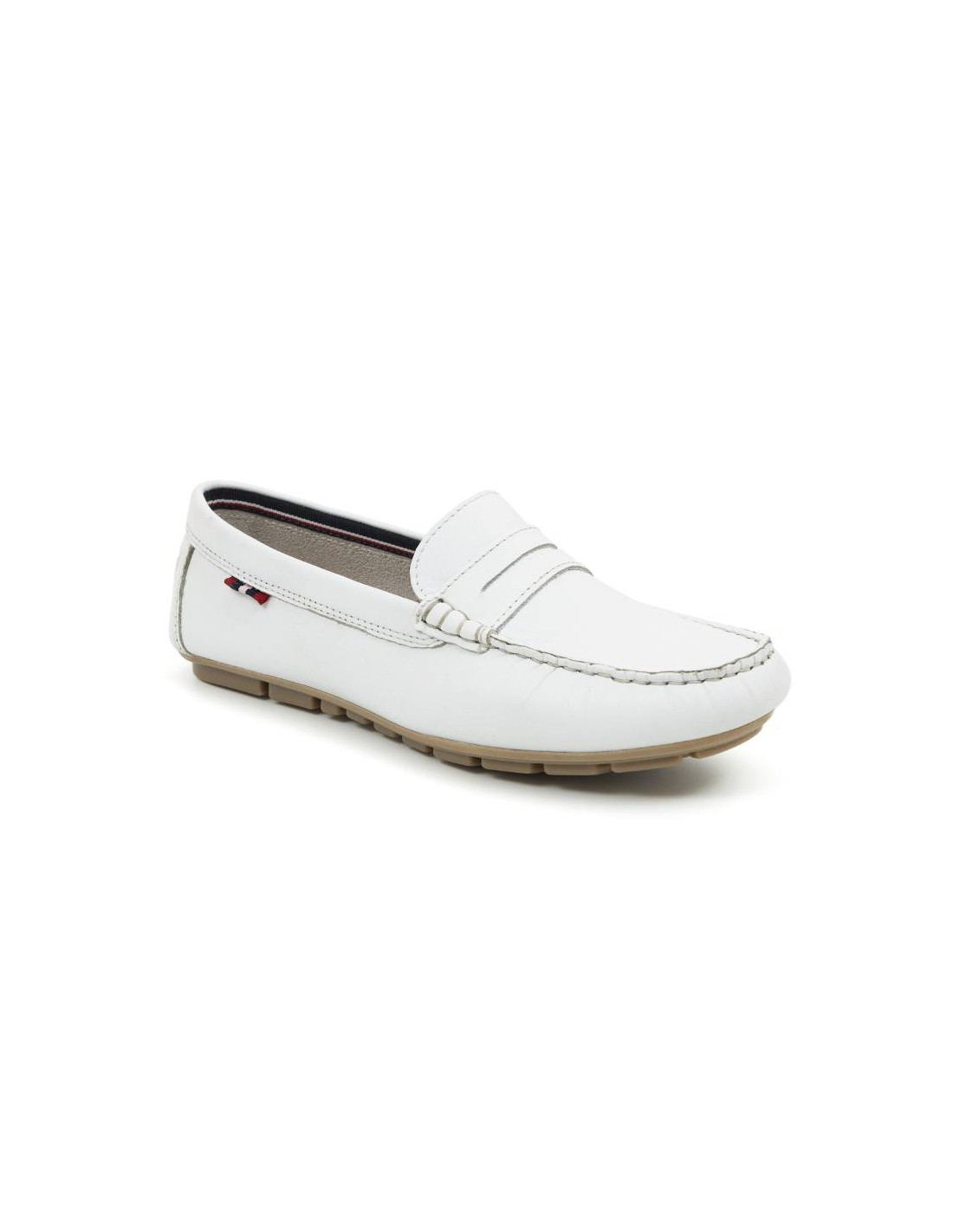 Ortiz & Reed Mocasines De Mujer De Piel Con Antifaz Color Blanco W-CELLY-WHITE