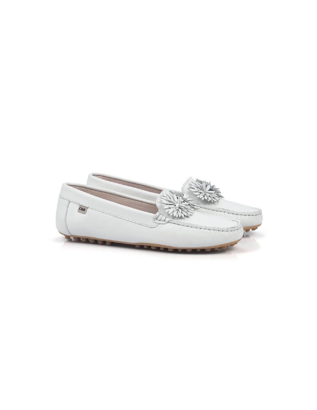 Ortiz & Reed Mocasines De Mujer De Piel Con Antifaz Color Blanco W-SEBLUME-BLANCO