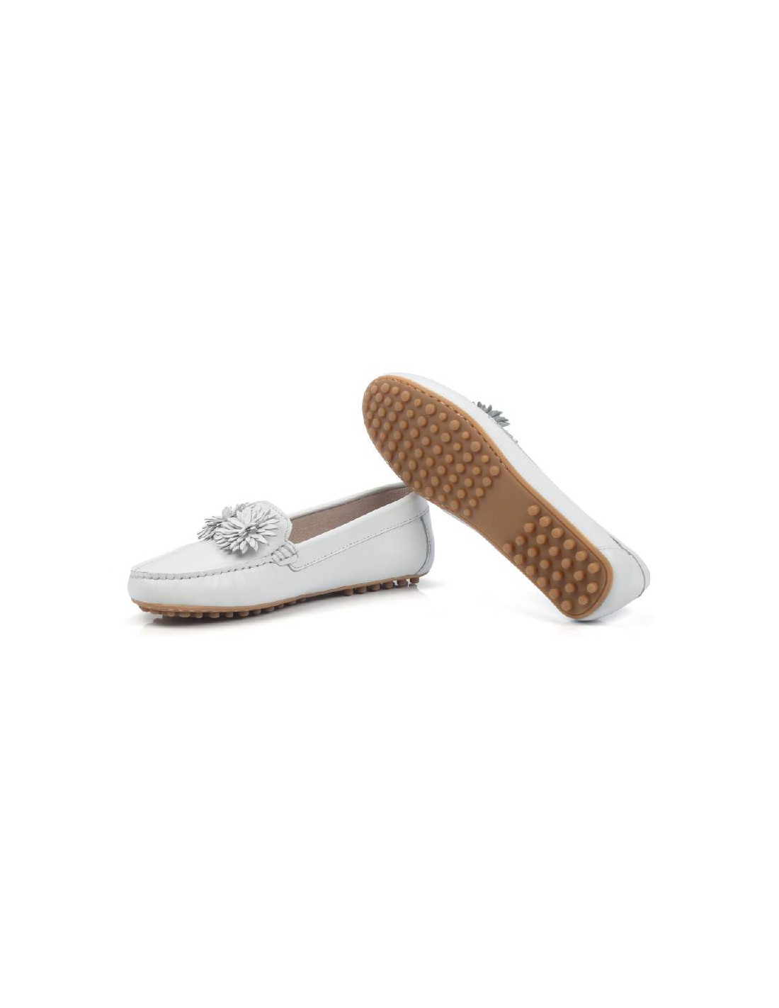 Ortiz & Reed Mocasines De Mujer De Piel Con Antifaz Color Blanco W-SEBLUME-BLANCO