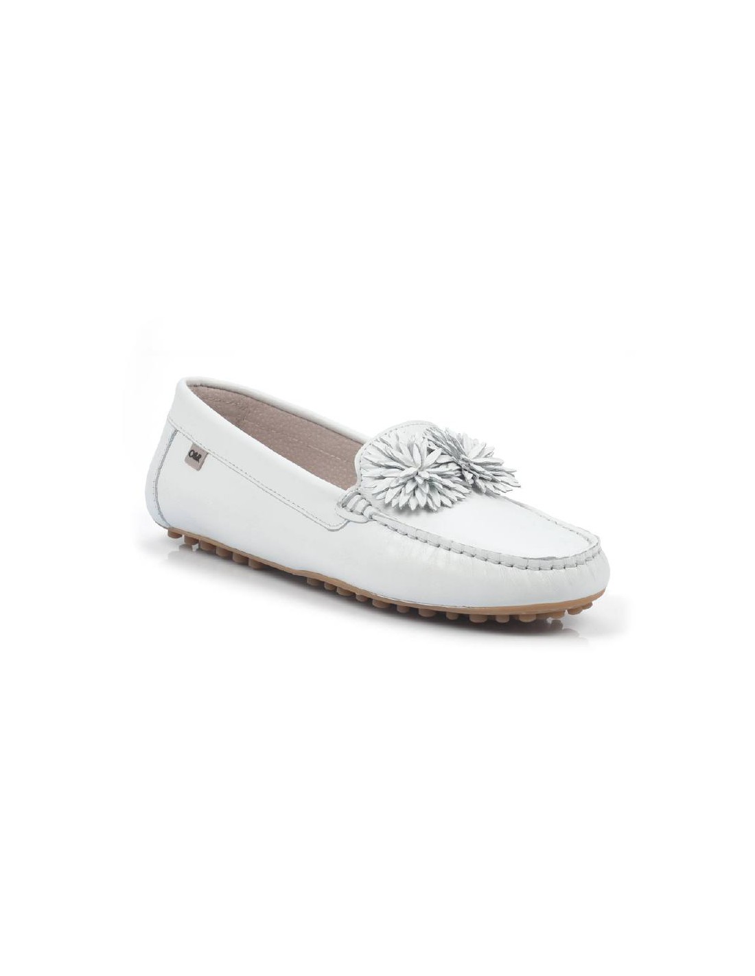 ortiz & reed Mocasines de mujer de piel con antifaz color blanco W-SEBLUME-BLANCO