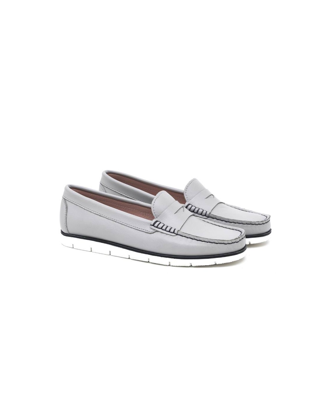 ortiz & reed Mocasines de mujer de piel con antifaz color gris W-CRINA-PERLA