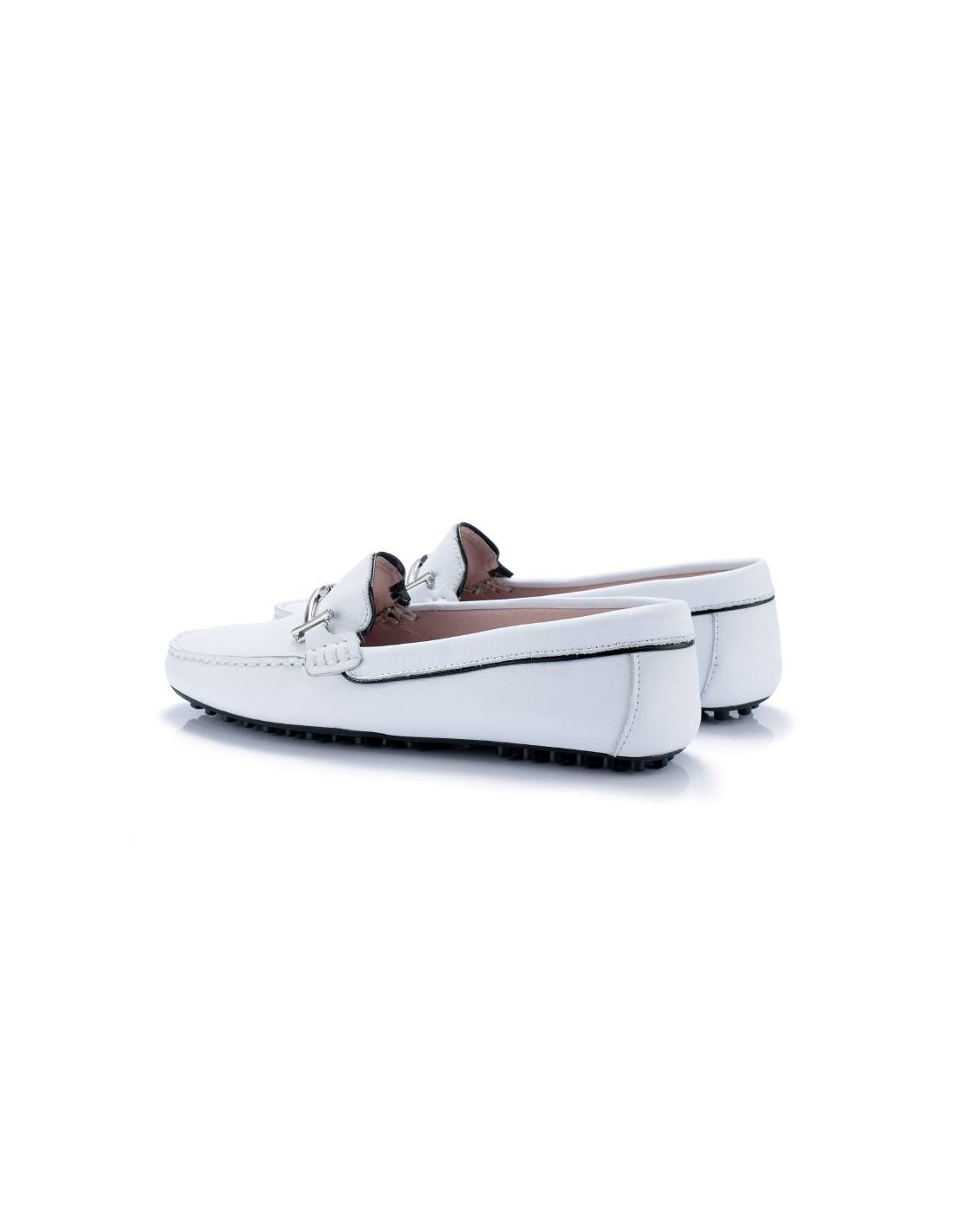 Ortiz & Reed Mocasines De Mujer De Piel Con Hebilla Color Blanco W-SARENOR-BLANCO