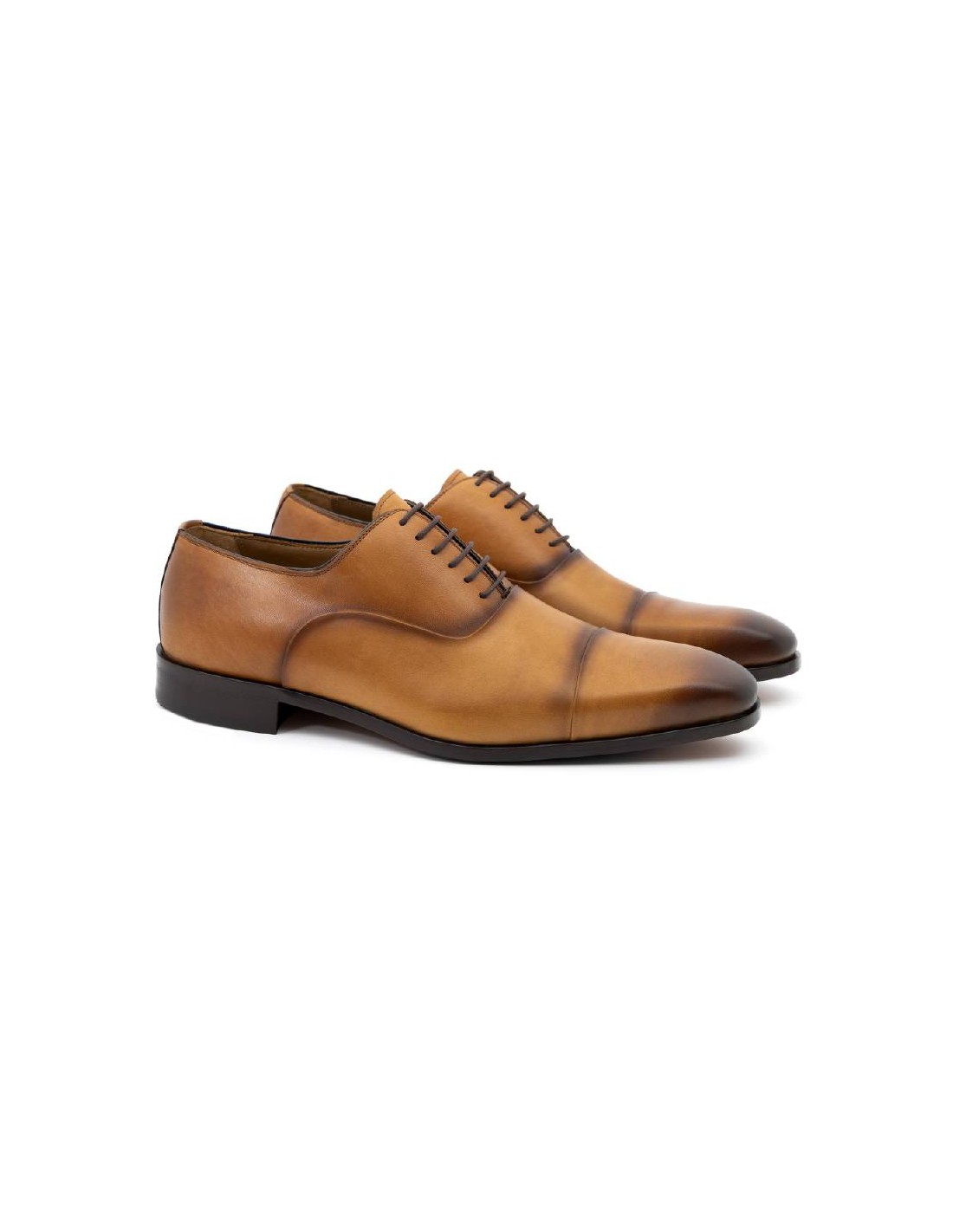 ortiz & reed Oxford de piel de costura vuelta color cuero VANITO-G-COGNAC