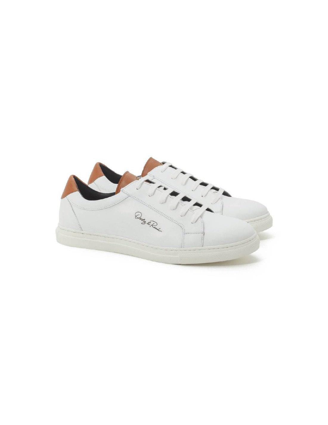 ortiz & reed Sneakers de piel liso color cuero LETERO-BLANCO-CUERO