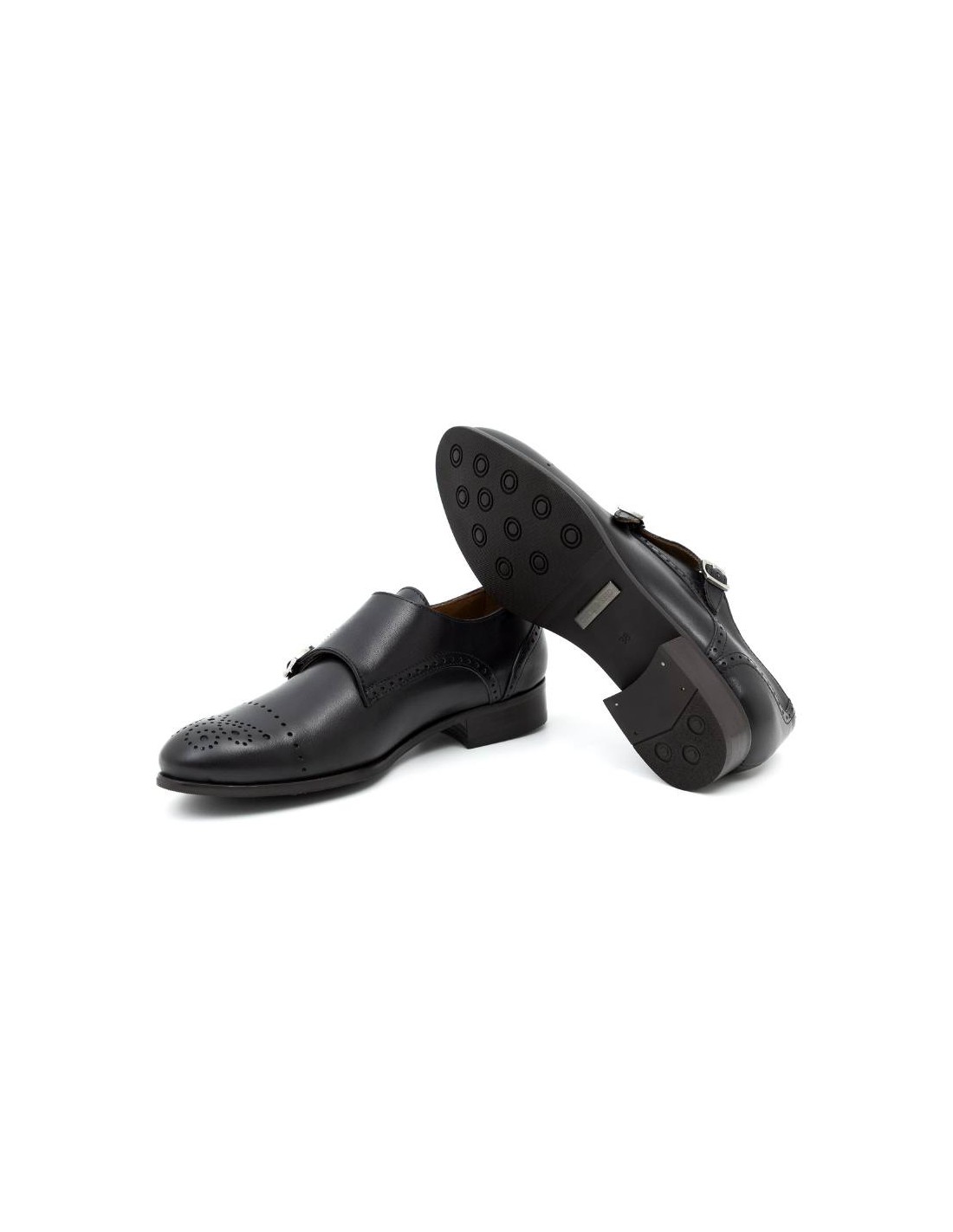 Ortiz & Reed Zapato De Vestir De Charol Con Dos Hebillas Color Negro W-FLORELI-NEGRO