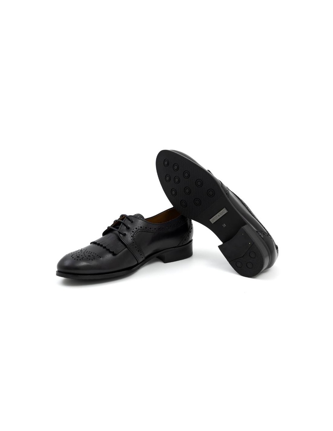 Ortiz & Reed Zapato De Vestir De Piel Con Flecos Color Negro W-CRESHELI-NEGRO