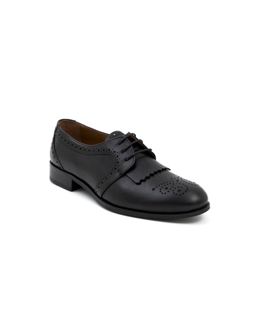 Ortiz & Reed Zapato De Vestir De Piel Con Flecos Color Negro W-CRESHELI-NEGRO