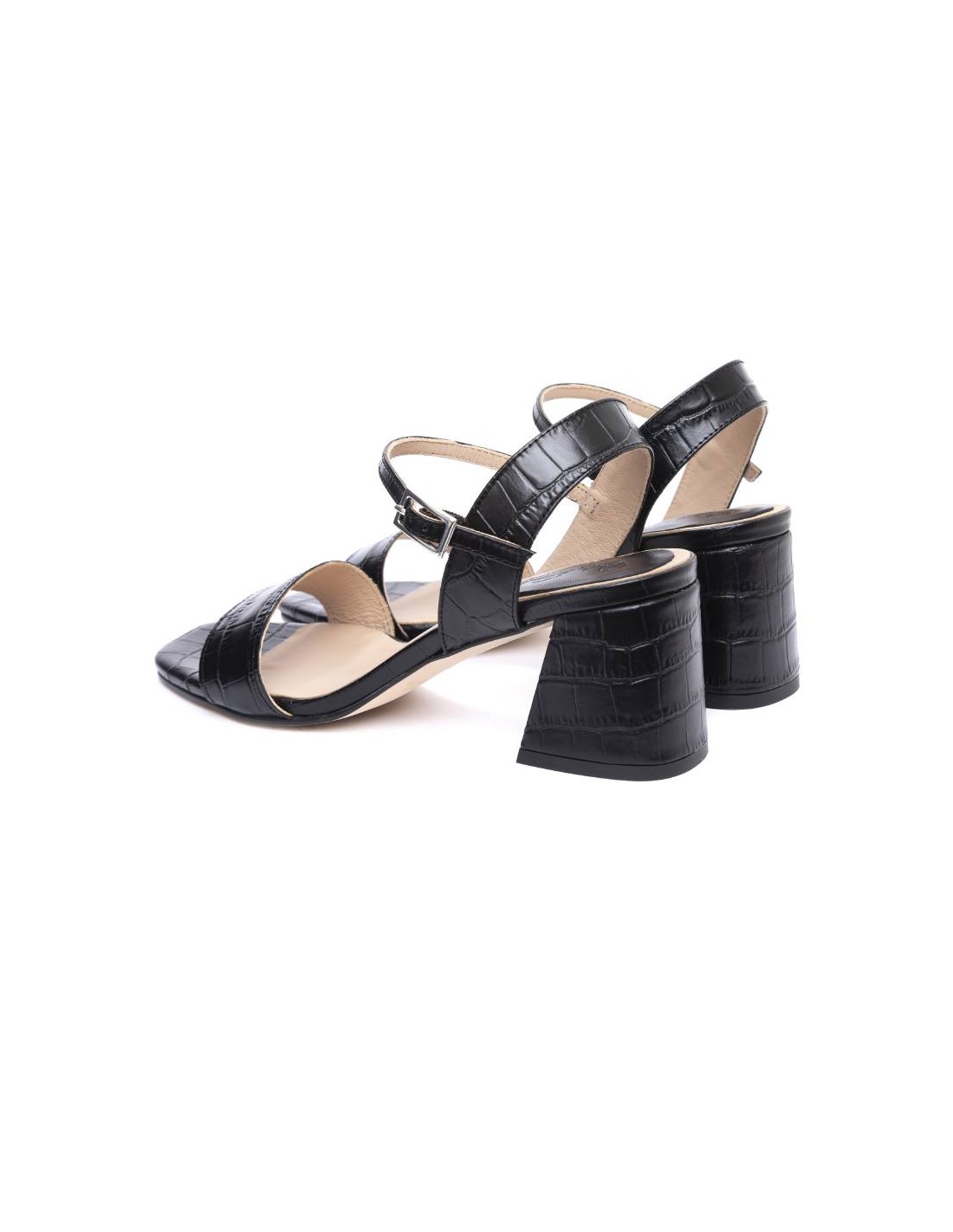 Ortiz & Reed Zapato De Vestir De Piel Con Piel De Coco Color Negro W-CROC-NEGRO