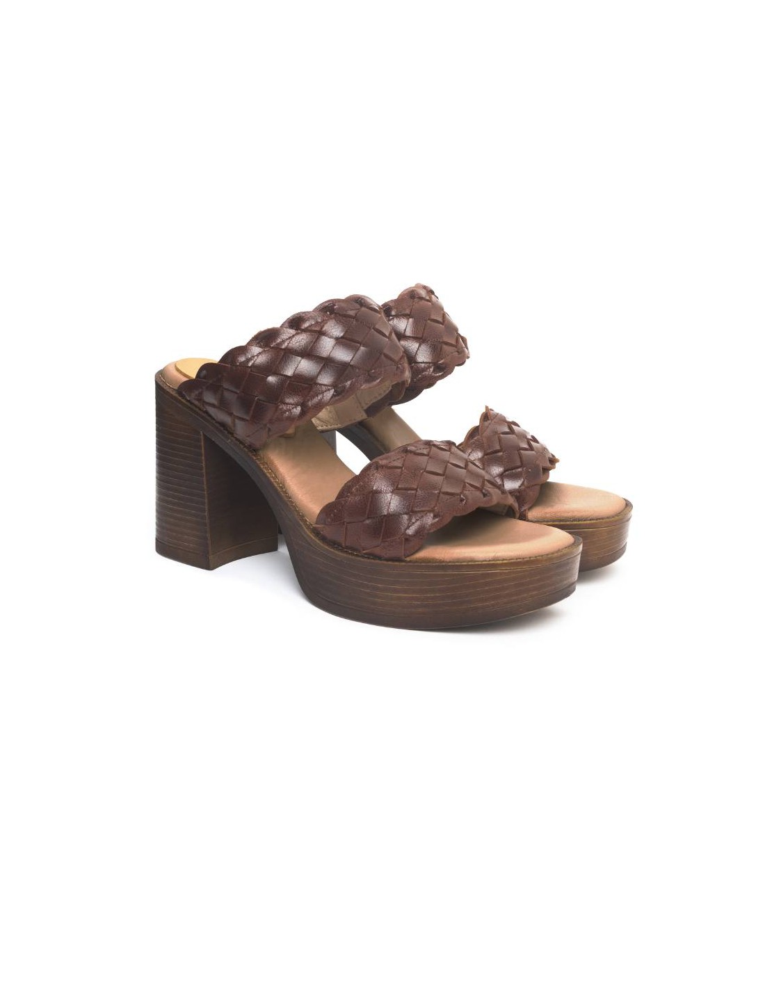 Ortiz & Reed Zapato De Vestir De Piel Trenzado Color Marrón W-LARA-ARENA