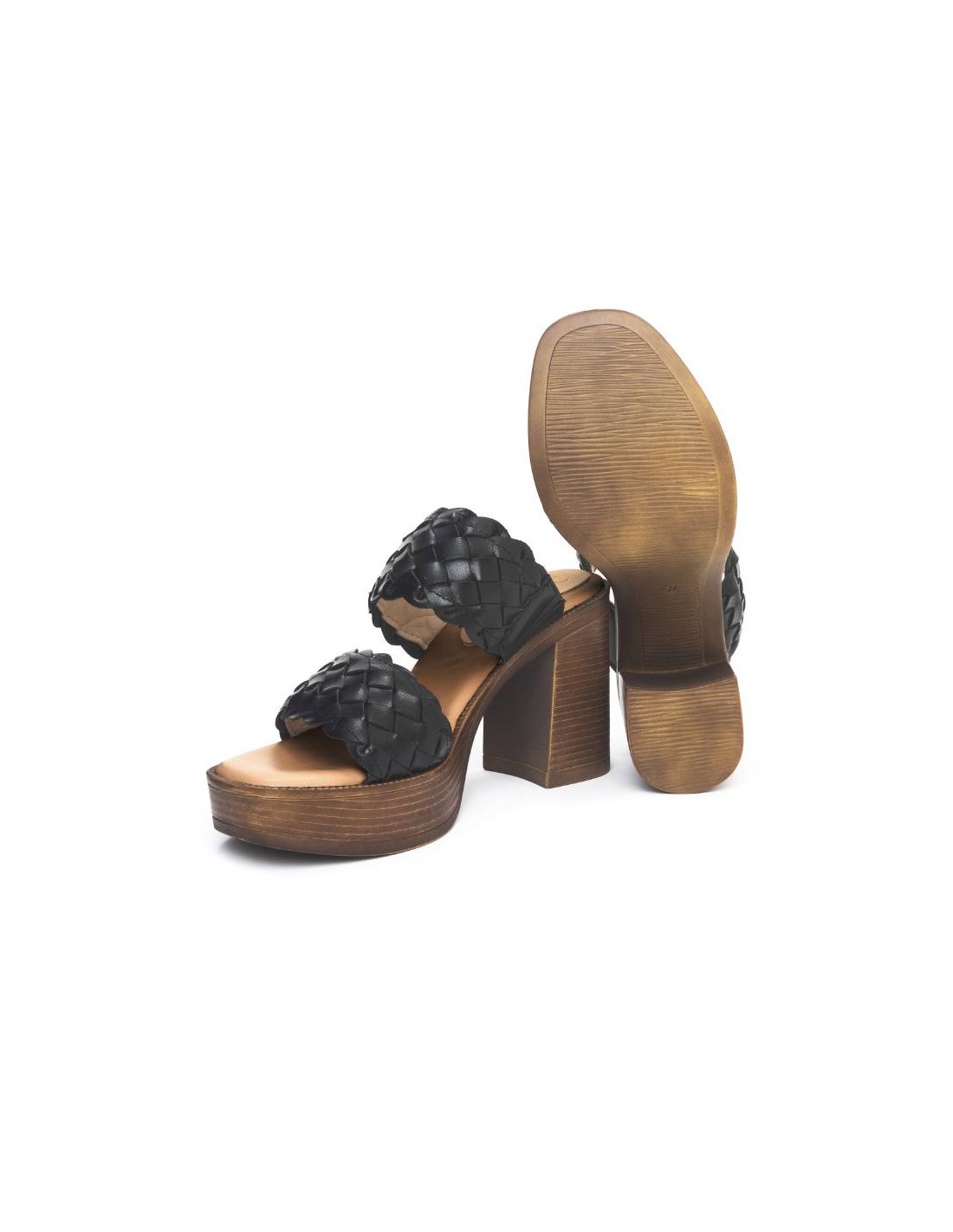 Ortiz & Reed Zapato De Vestir De Piel Trenzado Color Negro W-LARA-NEGRO