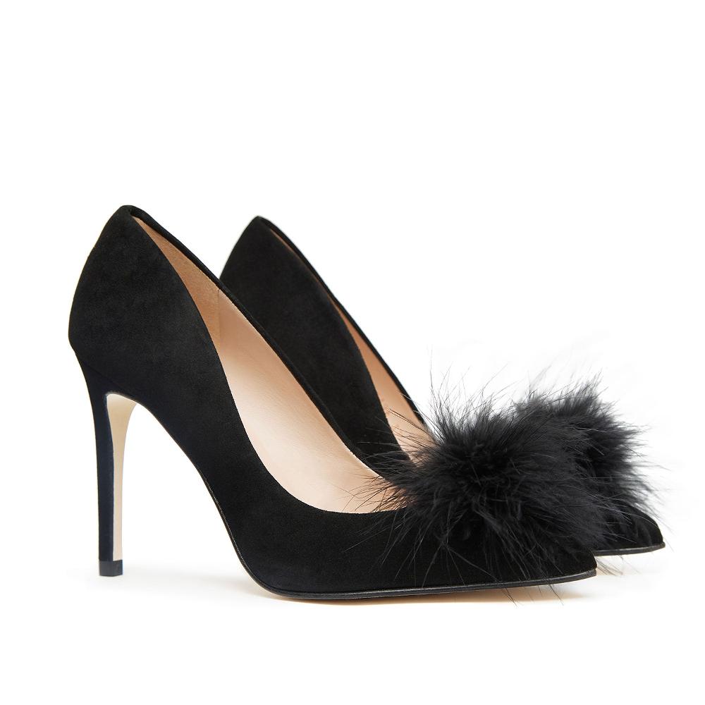 Paco Gil IRIS BLACK SUEDE/BLACK PLUMES
