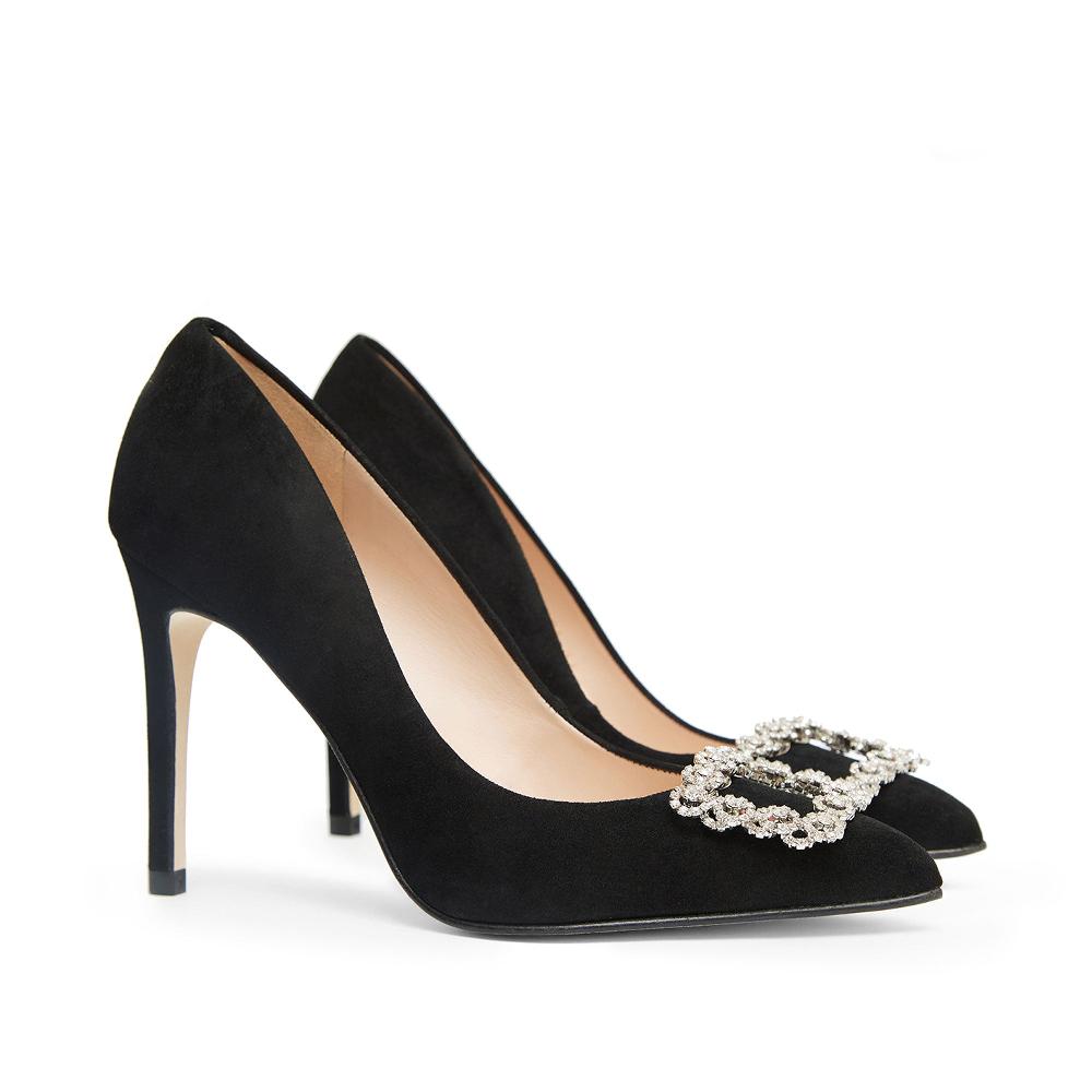 Paco Gil IRIS BLACK SUEDE/BRILLANT SQUARE