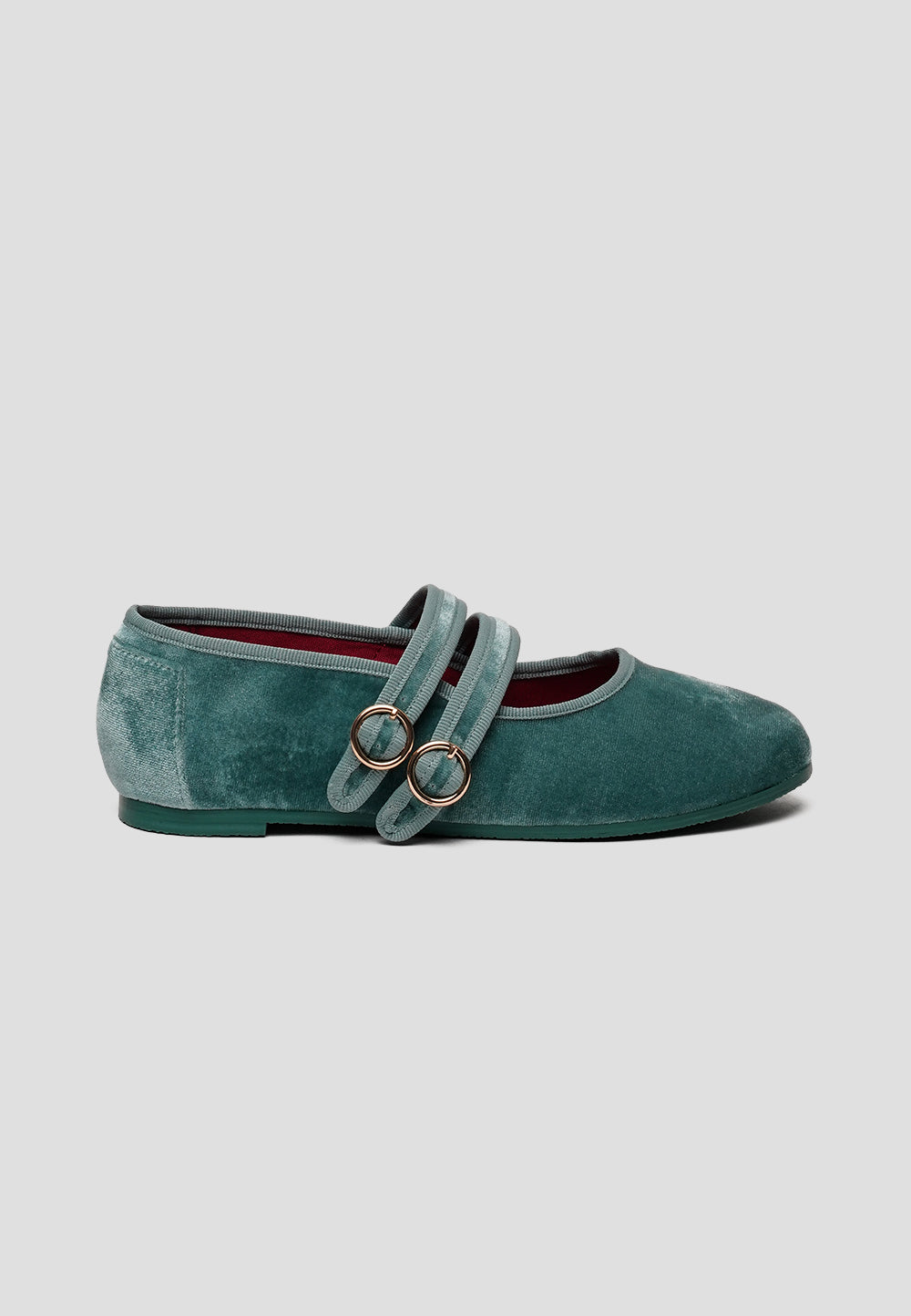paez MARY JANE DOUBLE STRAP VELVET BERYL GREEN