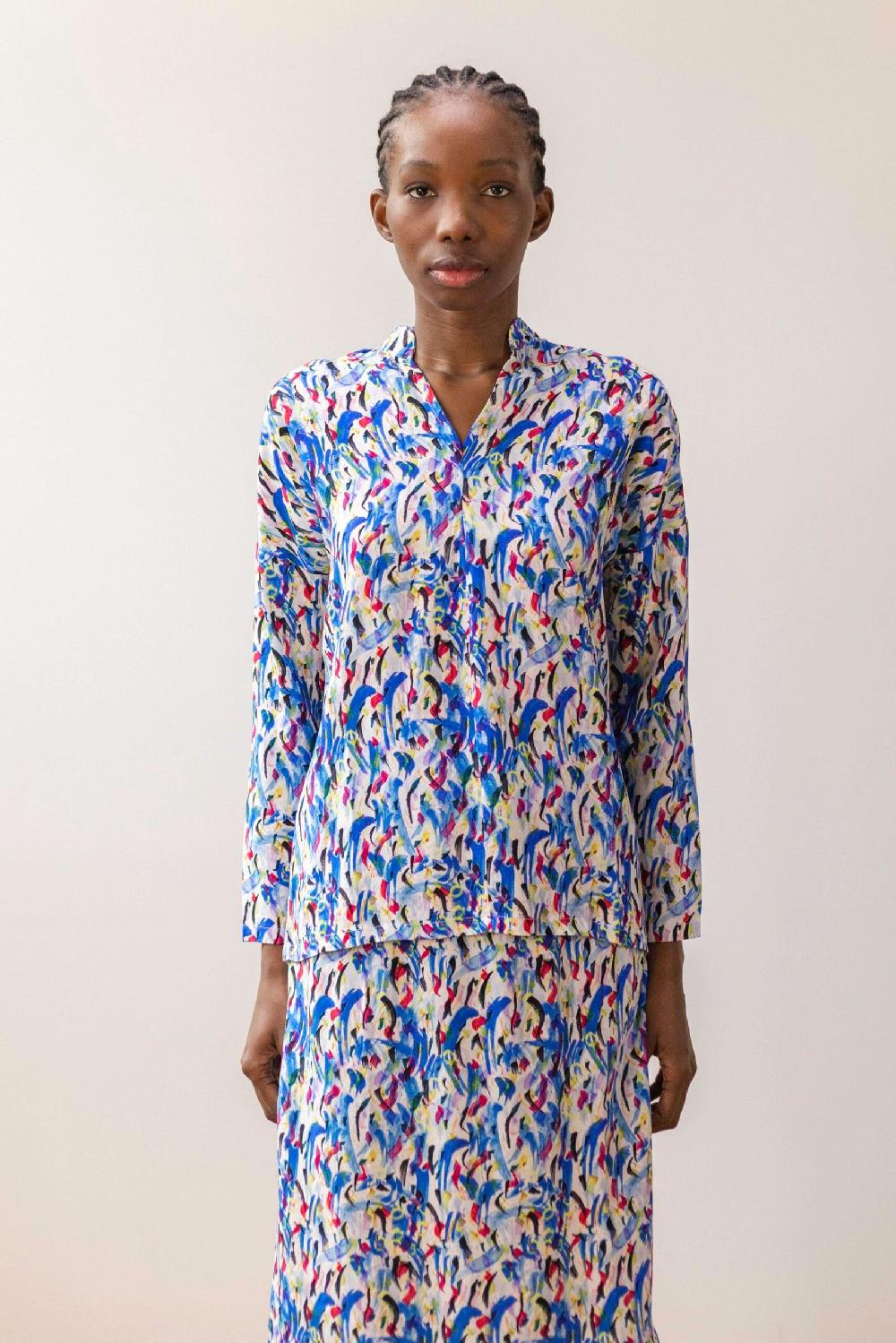 Pan Producto Básico Blusa Fluida Estampado De Colores