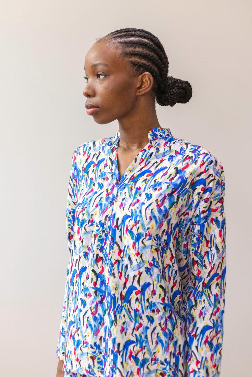 Pan Producto Básico Blusa Fluida Estampado De Colores