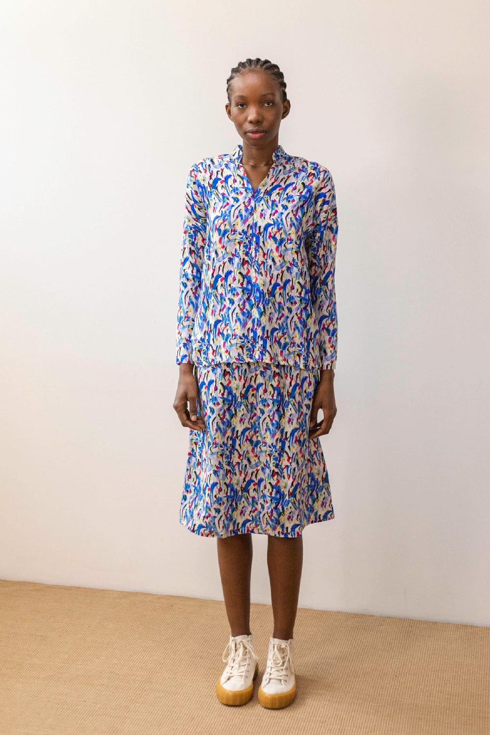 Pan Producto Básico Blusa Fluida Estampado De Colores