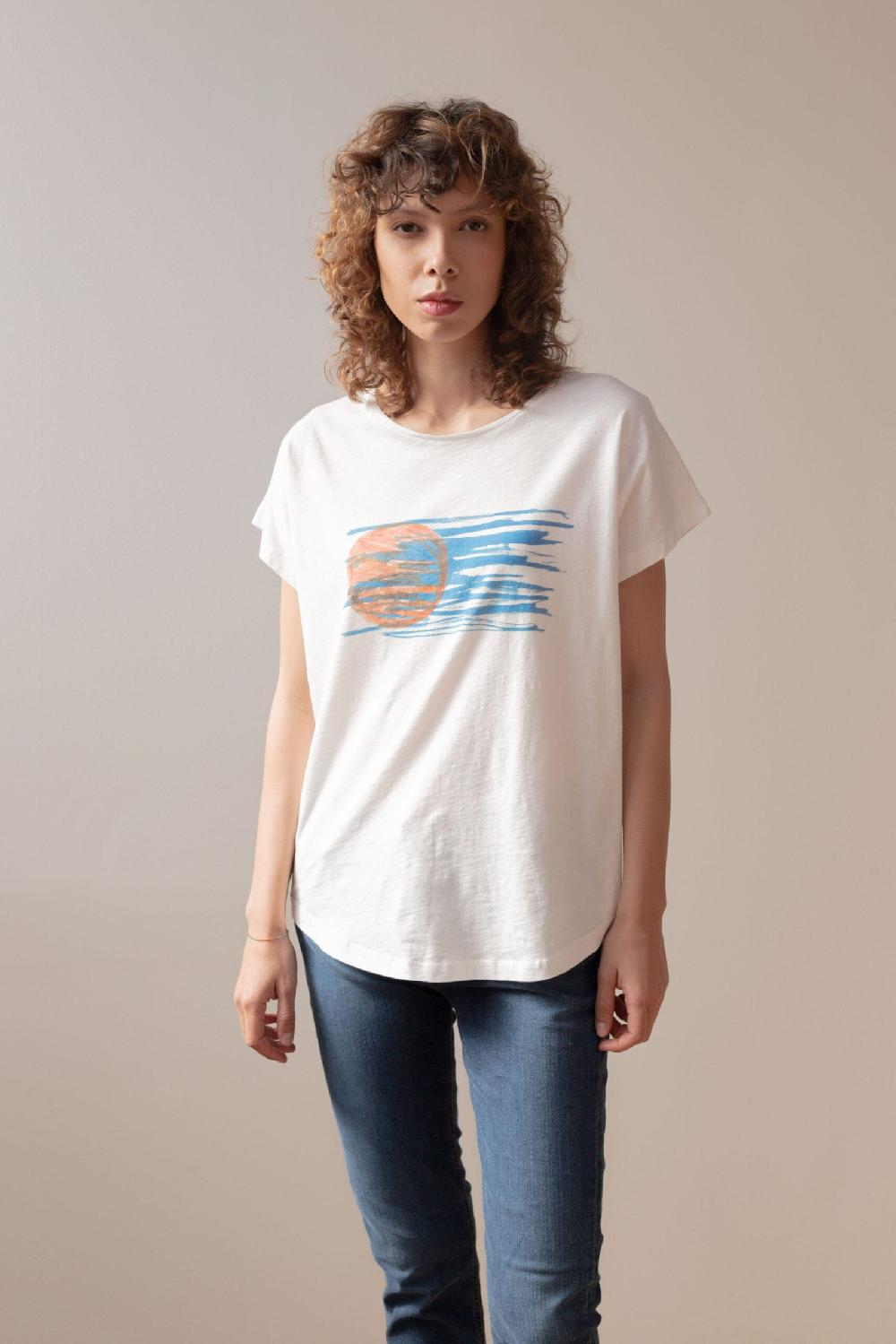 Pan Producto Básico Camiseta Blanca Estampada Ocaso