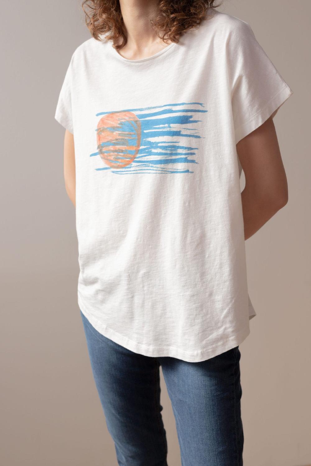 Pan Producto Básico Camiseta Blanca Estampada Ocaso