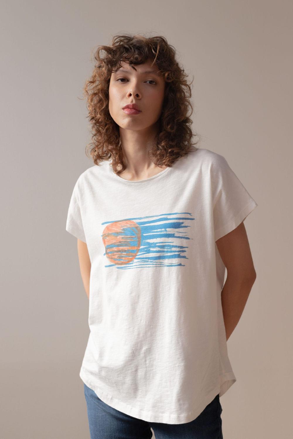 pan producto básico Camiseta blanca estampada ocaso