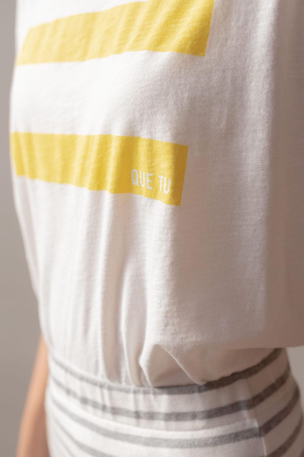 Pan Producto Básico Camiseta Blanca Rayas Amarillas