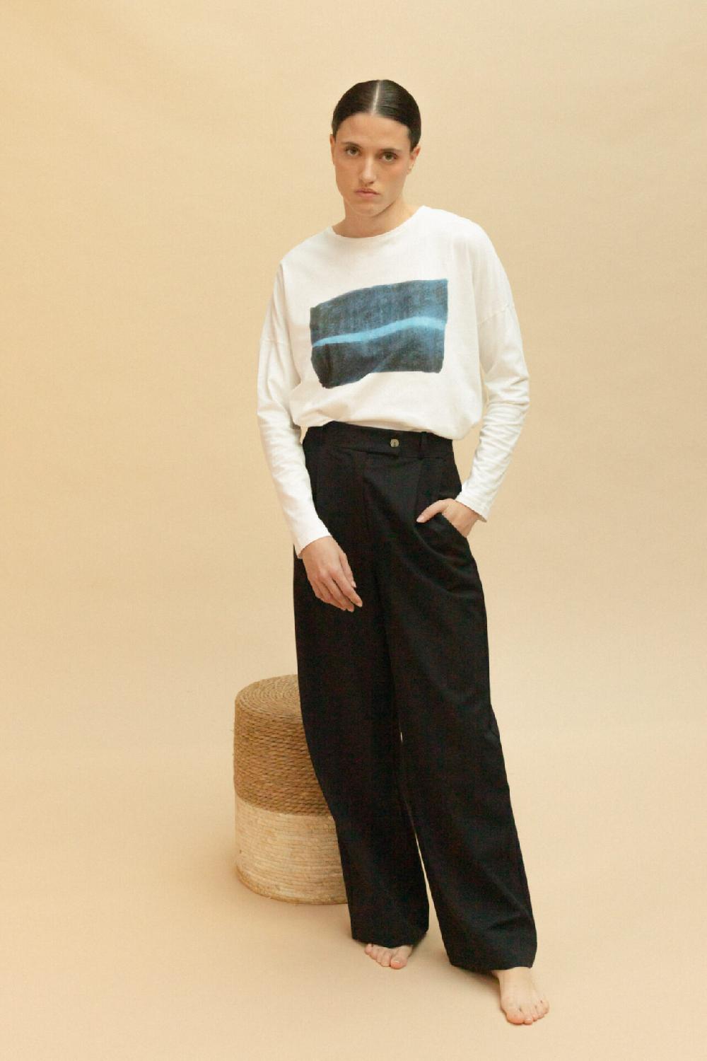 Pan Producto Básico Camiseta Estampado Pizarra Raya