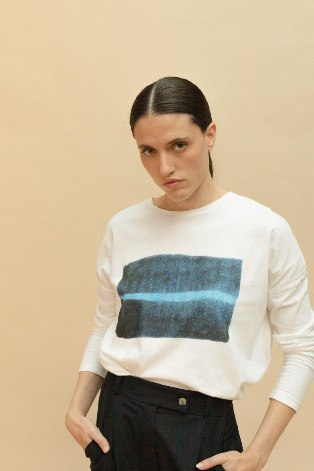 Pan Producto Básico Camiseta Estampado Pizarra Raya