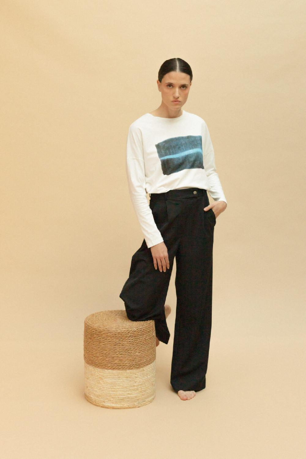 Pan Producto Básico Camiseta Estampado Pizarra Raya