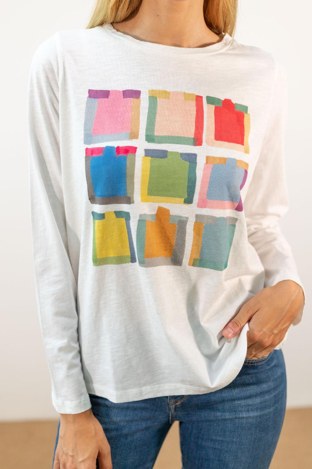 Pan Producto Básico Camiseta Manga Larga Cuadros Colores