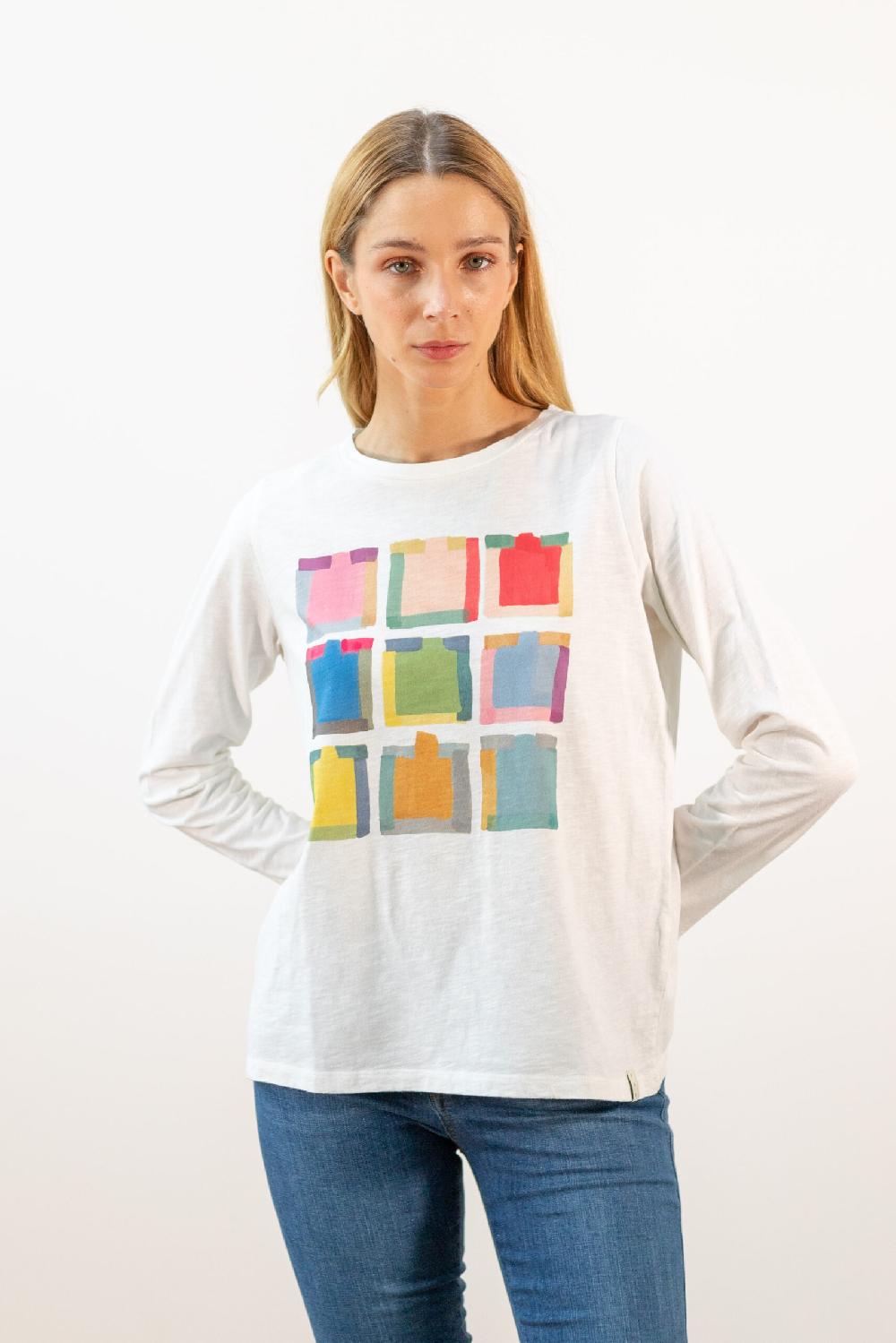 Pan Producto Básico Camiseta Manga Larga Cuadros Colores