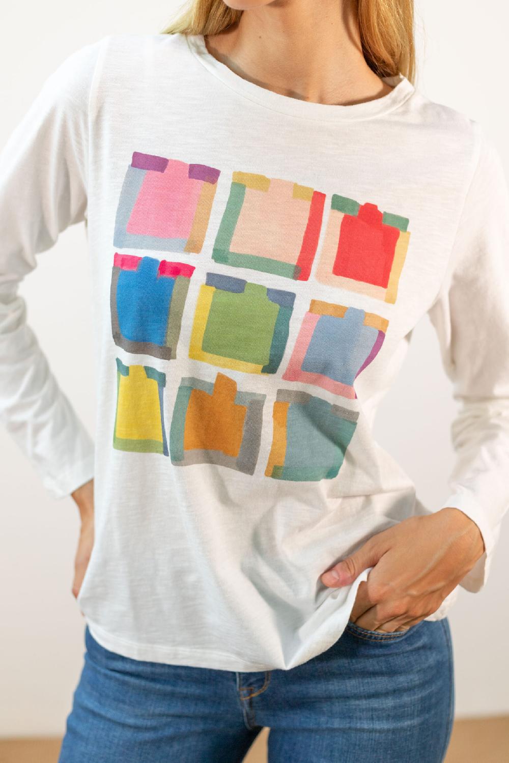 Pan Producto Básico Camiseta Manga Larga Cuadros Colores