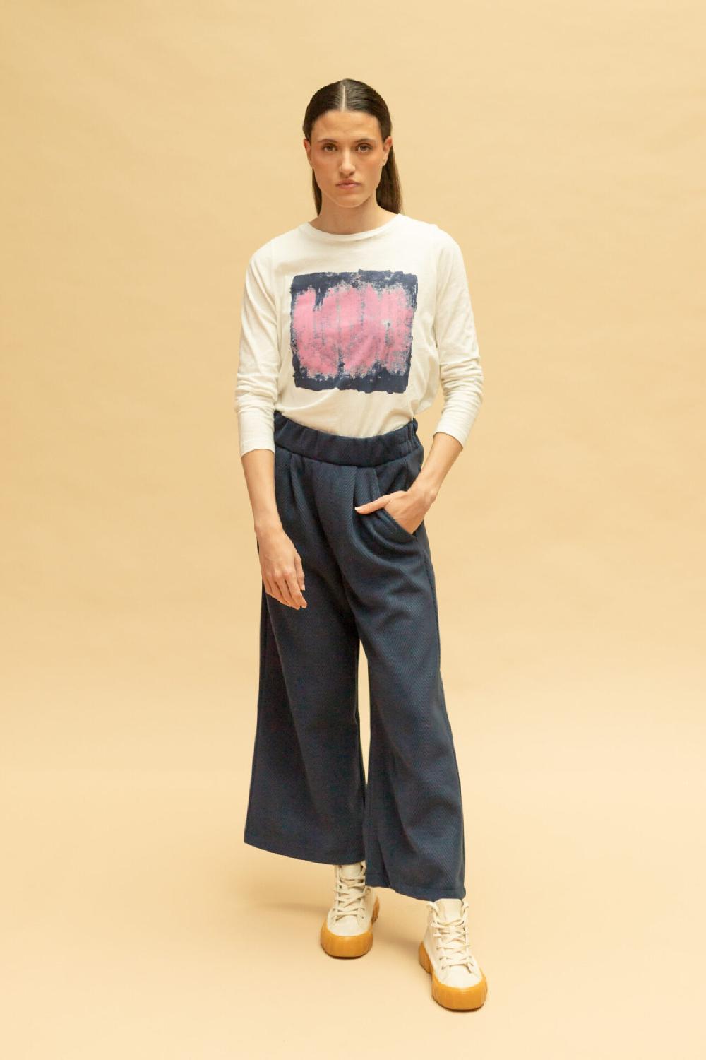 Pan Producto Básico Camiseta Manga Larga Estampado Pizarra Rosa