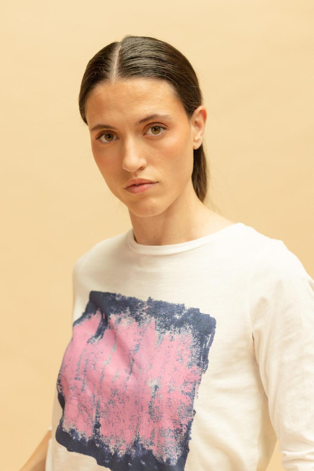 Pan Producto Básico Camiseta Manga Larga Estampado Pizarra Rosa