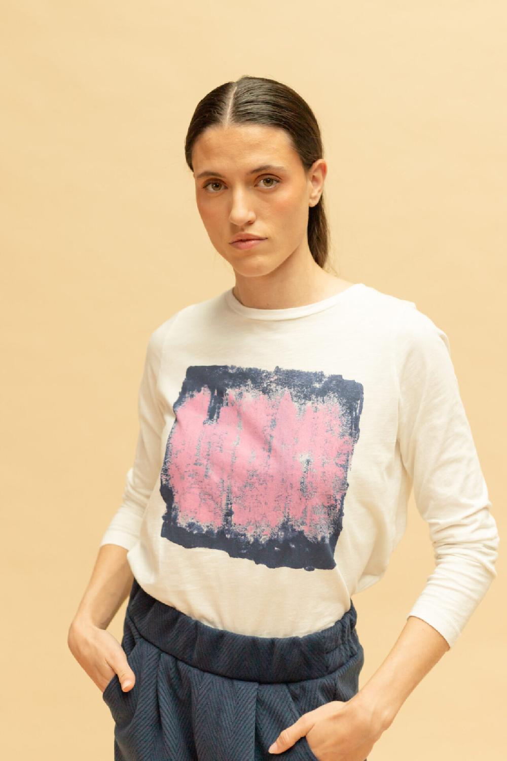 pan producto básico Camiseta manga larga estampado pizarra rosa