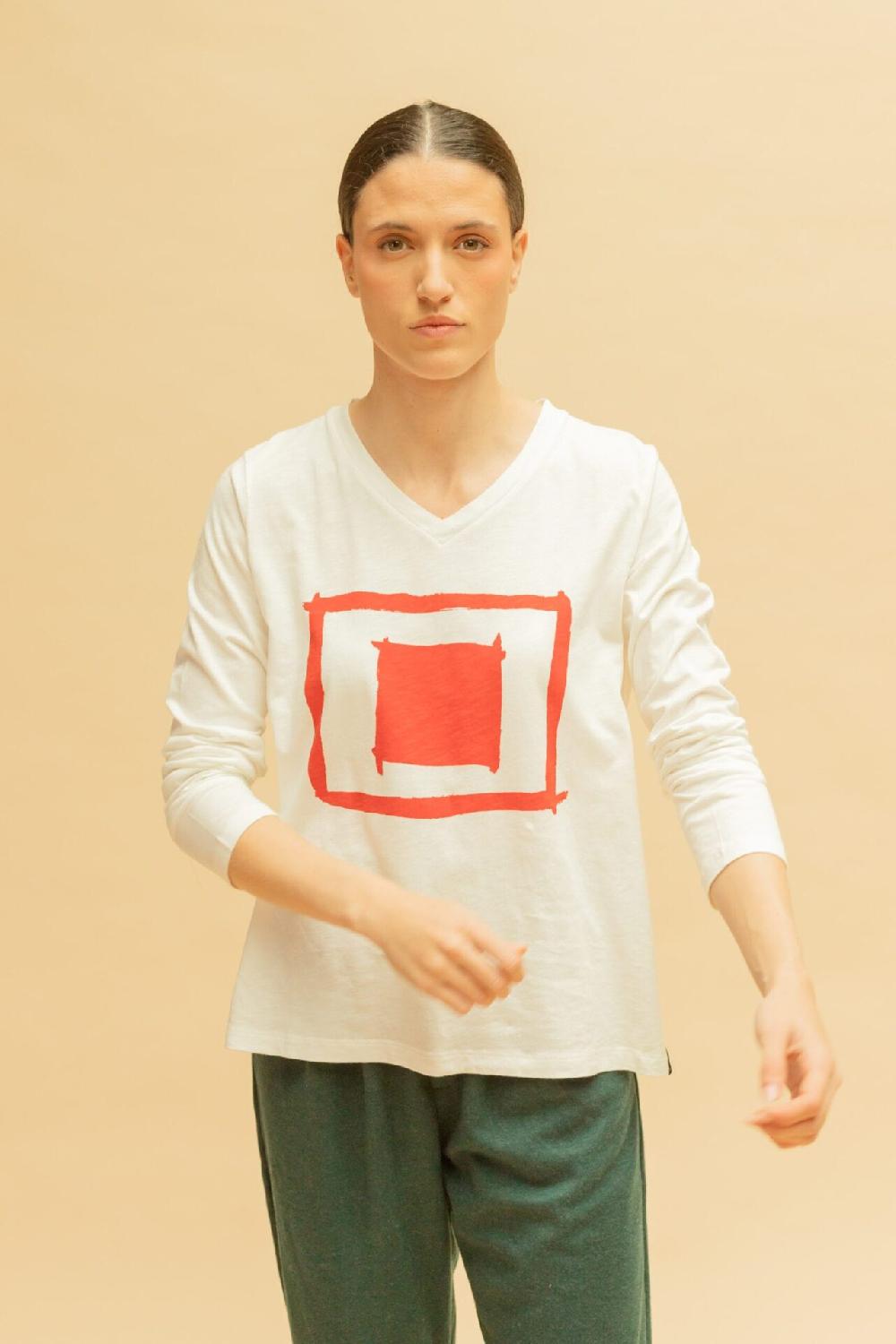 Pan Producto Básico Camiseta Manga Larga Estampado Rojo