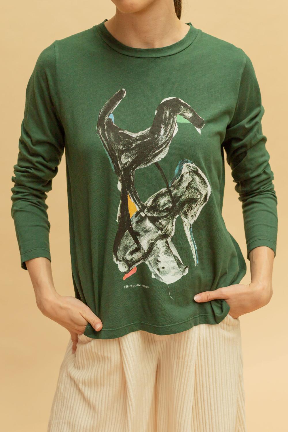 Pan Producto Básico Camiseta Manga Larga Pájaro Sobre Elefante