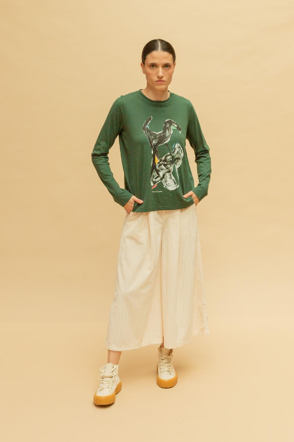 Pan Producto Básico Camiseta Manga Larga Pájaro Sobre Elefante