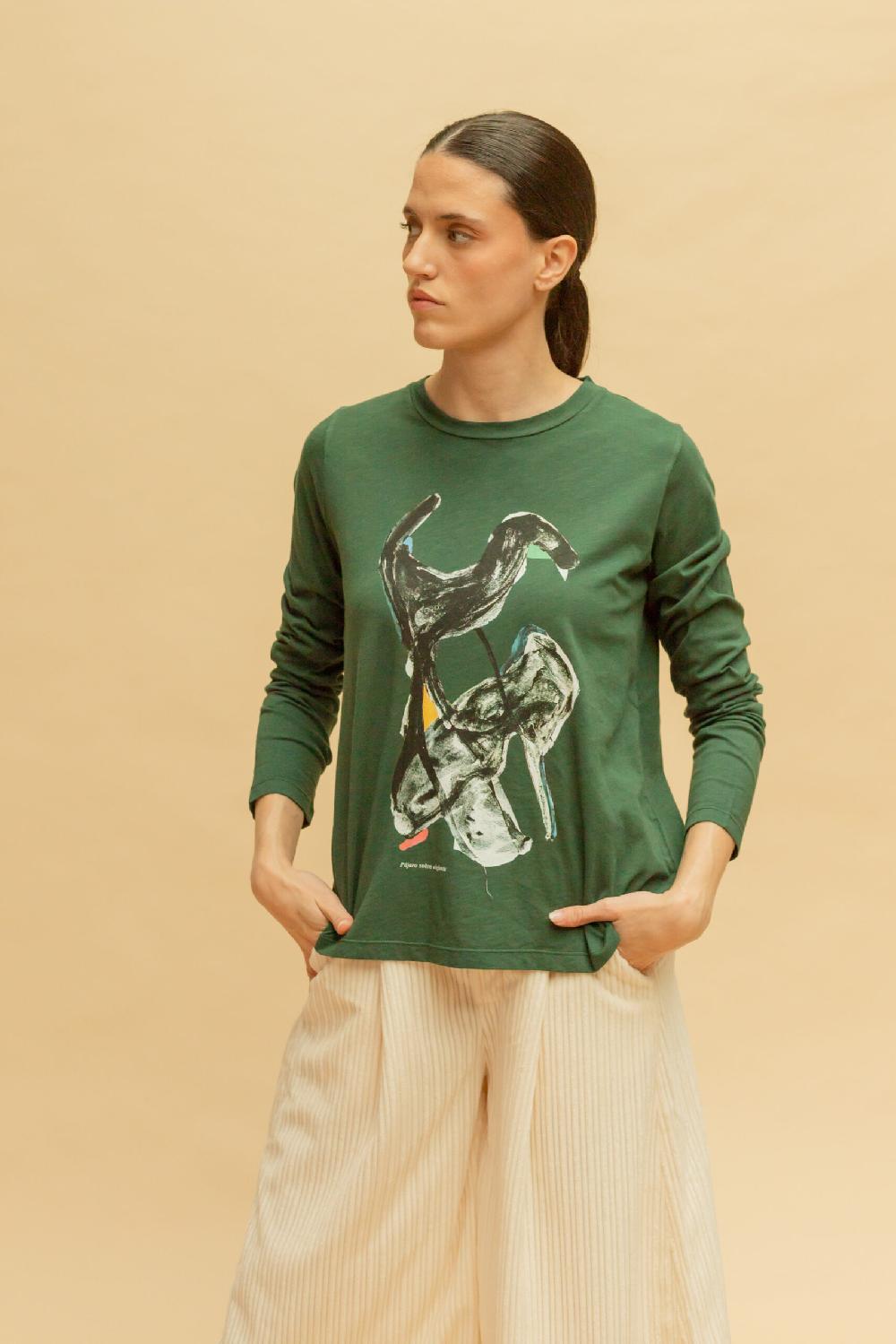 Pan Producto Básico Camiseta Manga Larga Pájaro Sobre Elefante