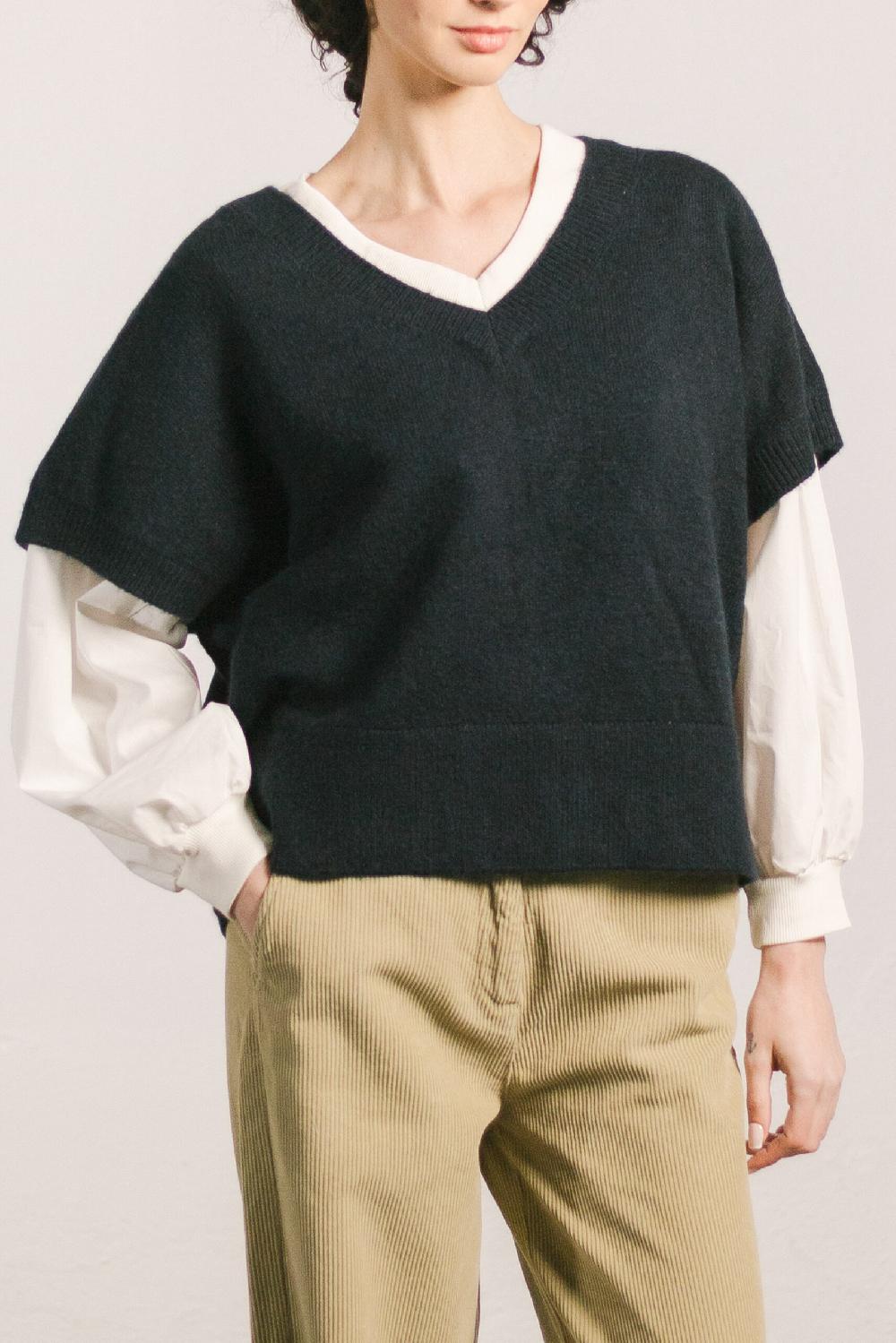 Pan Producto Básico Chaleco Azul Marino Cuello Pico