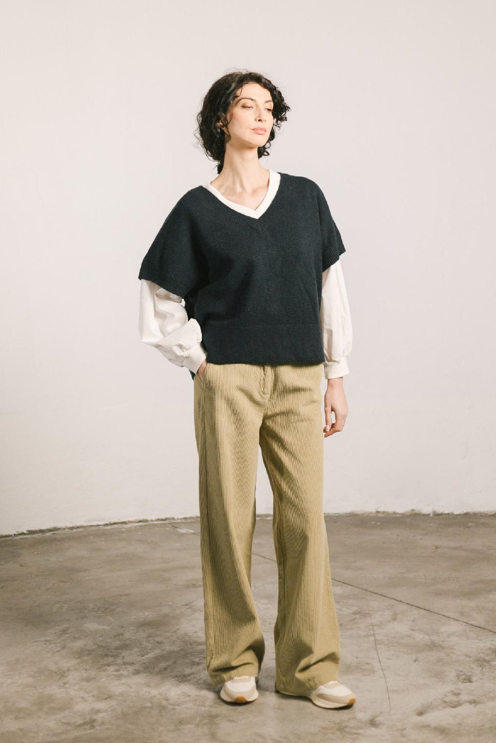 Pan Producto Básico Chaleco Azul Marino Cuello Pico