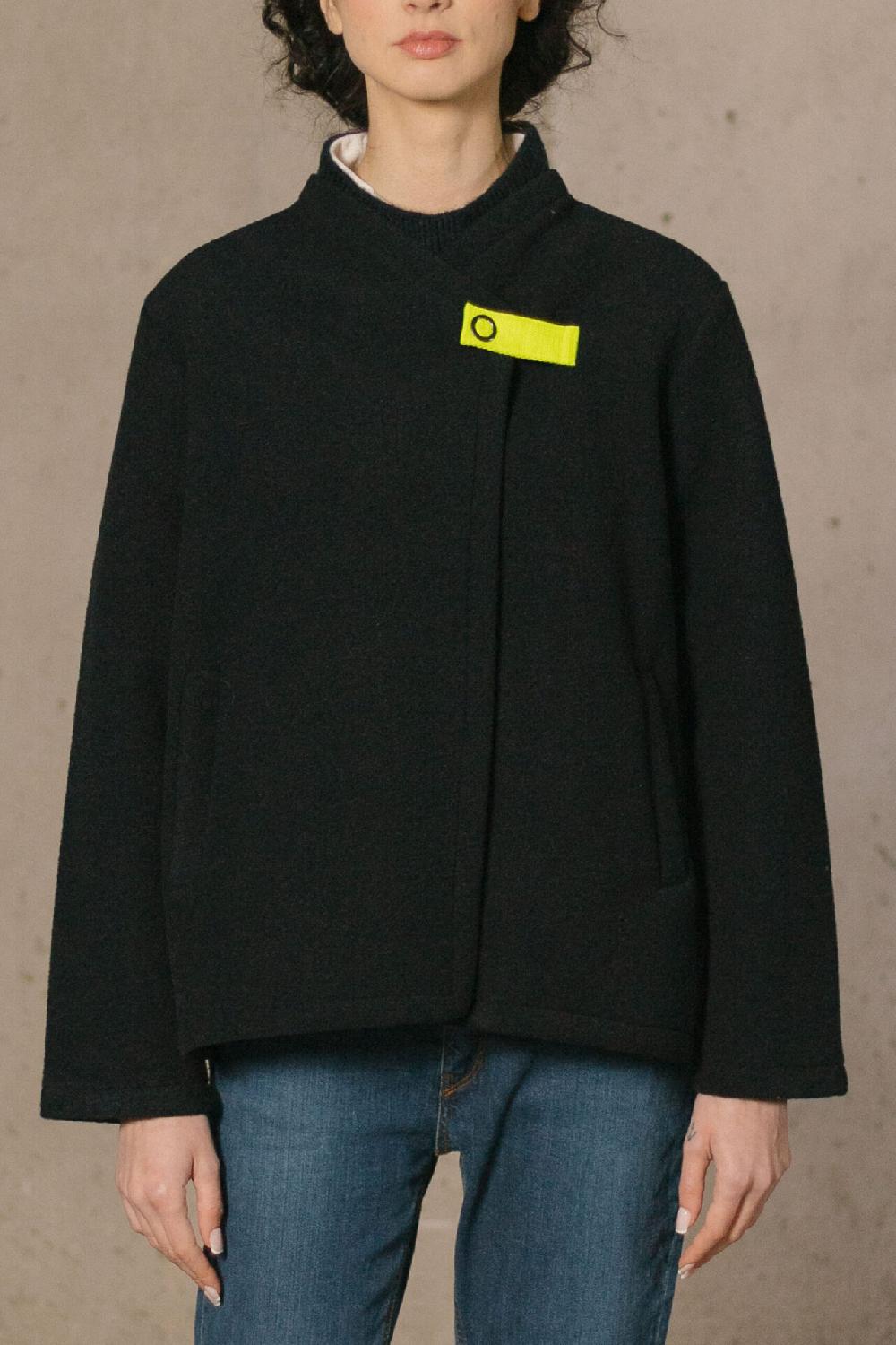 Pan Producto Básico Chaqueta Azul Marino Mezcla De Lana Cocida