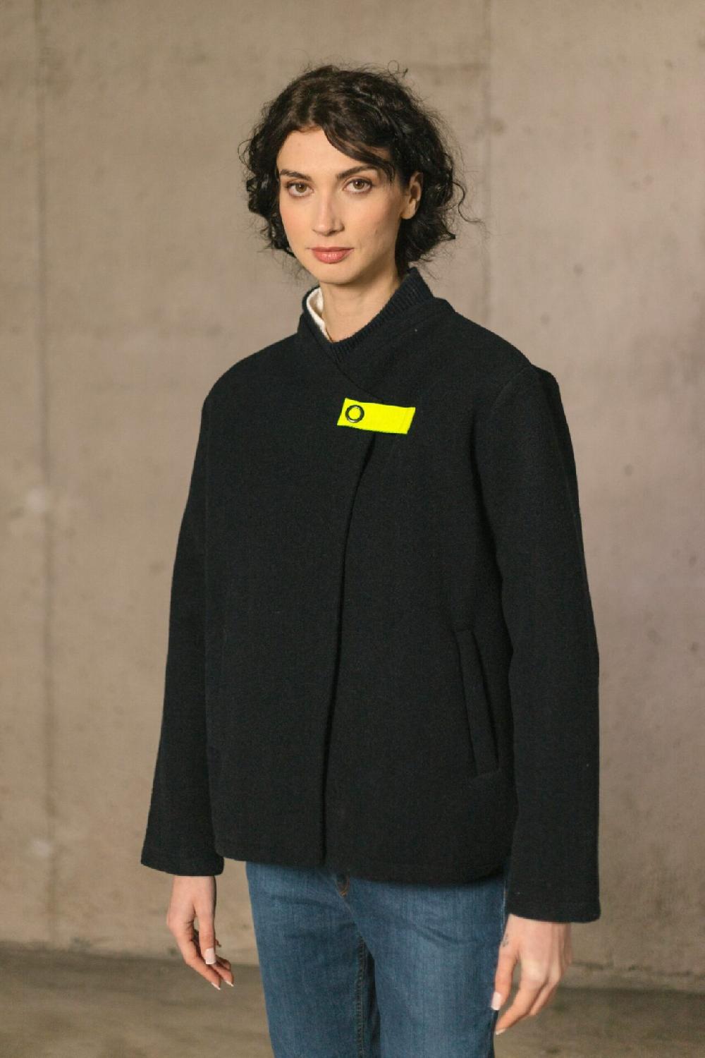 pan producto básico Chaqueta azul marino mezcla de lana cocida