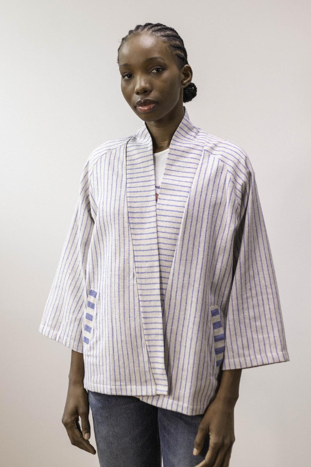 pan producto básico Chaqueta rayas azules tejido rústico