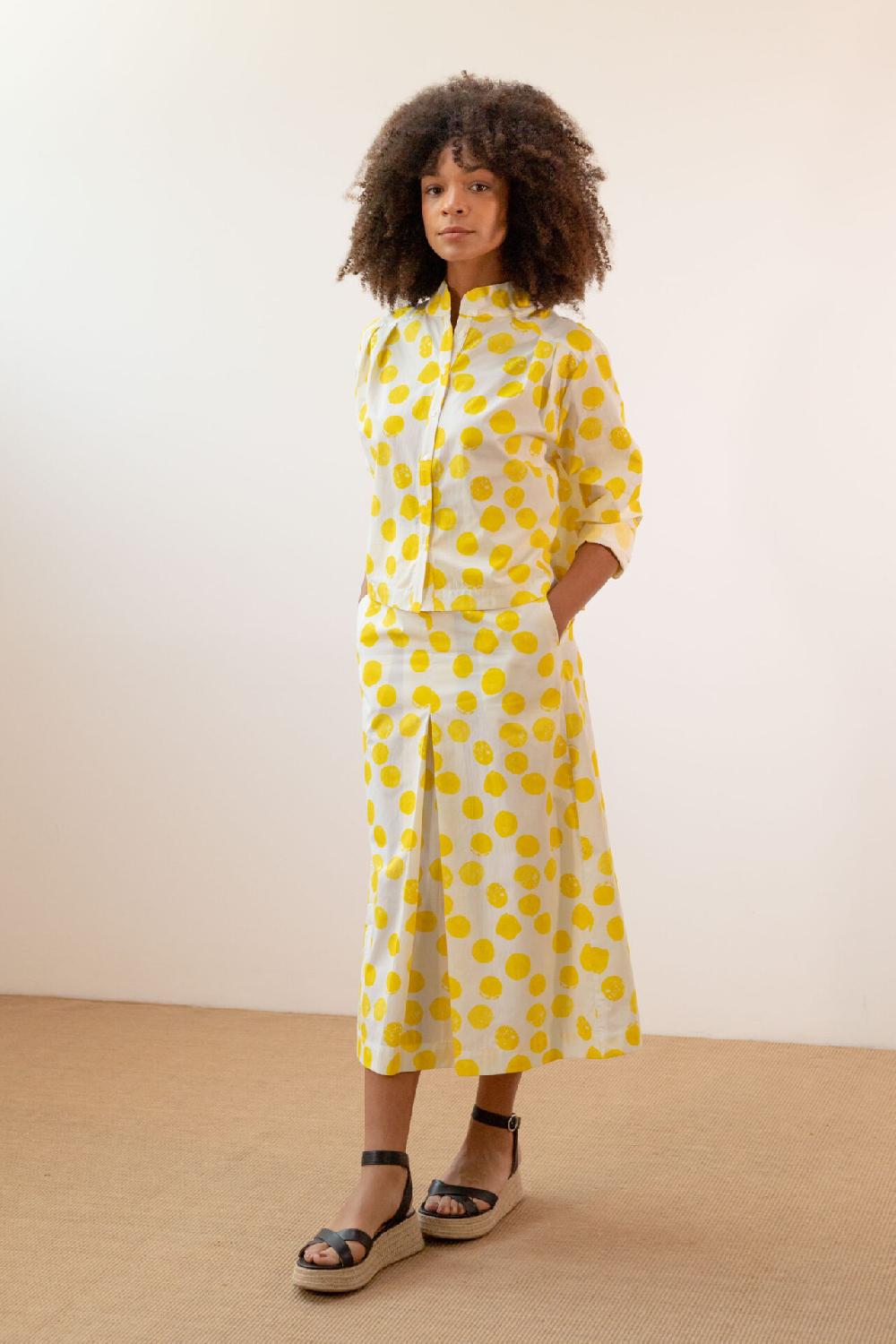 Pan Producto Básico Falda Estampada Topos Amarillos