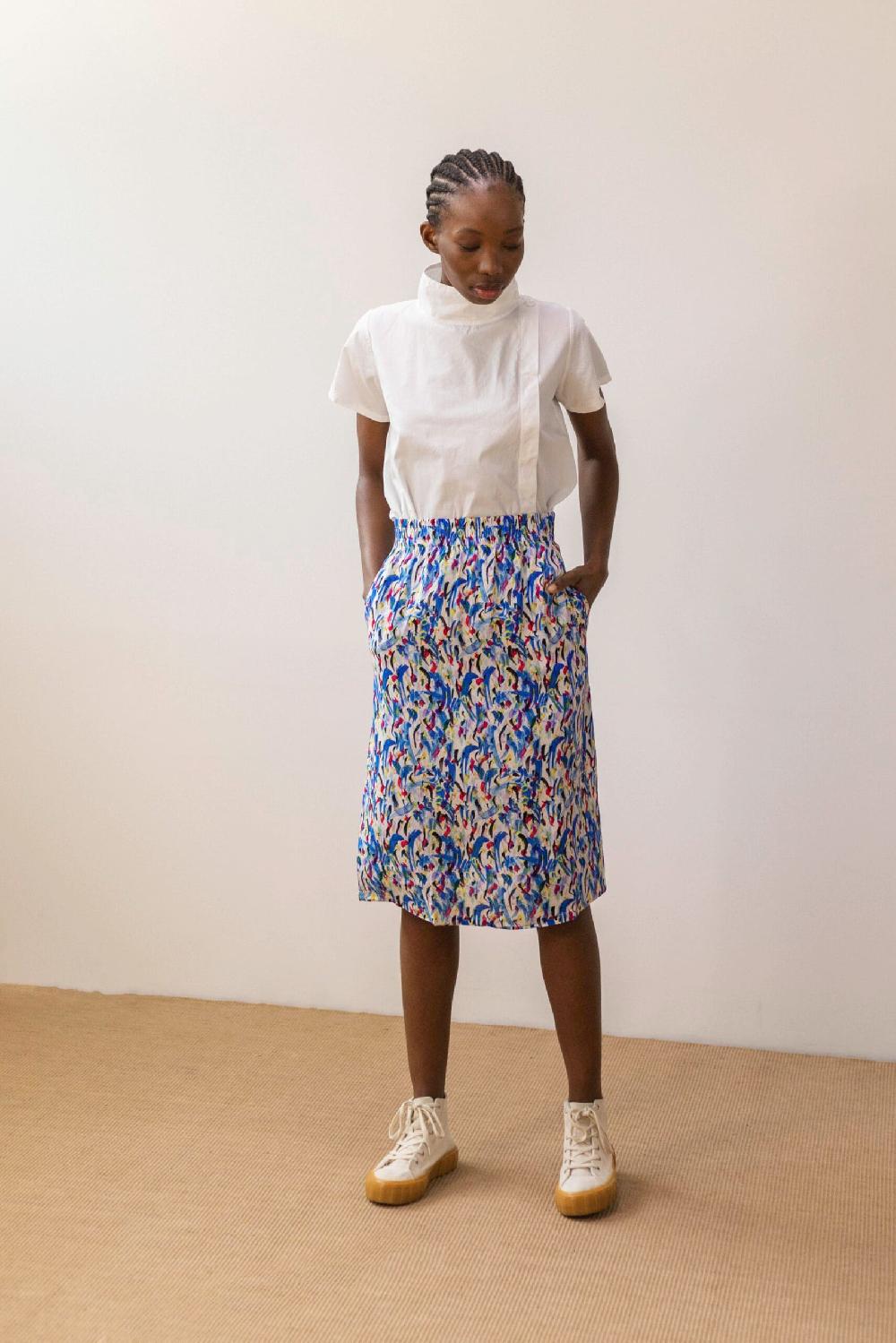 Pan Producto Básico Falda Fluida Estampado De Colores