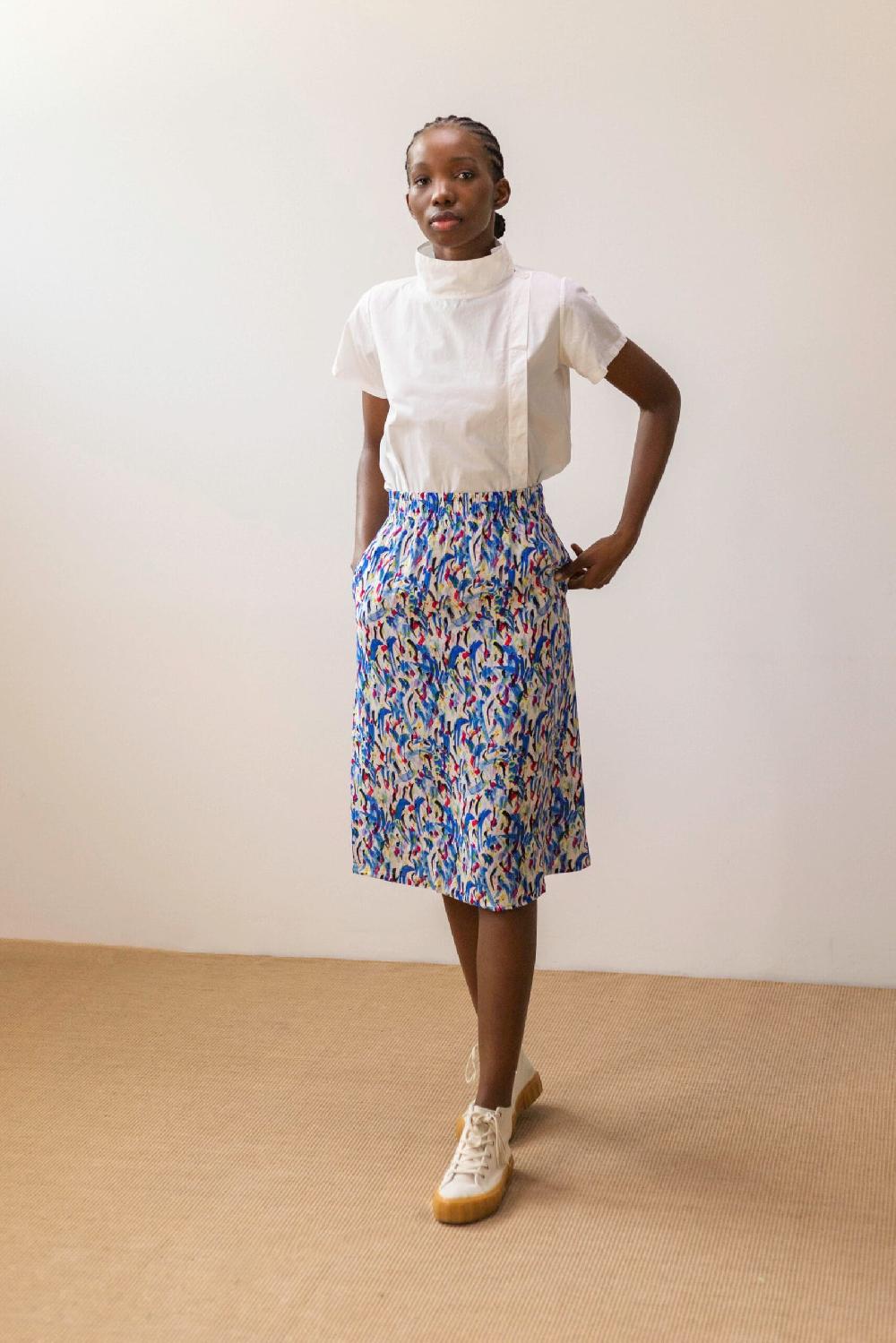 Pan Producto Básico Falda Fluida Estampado De Colores