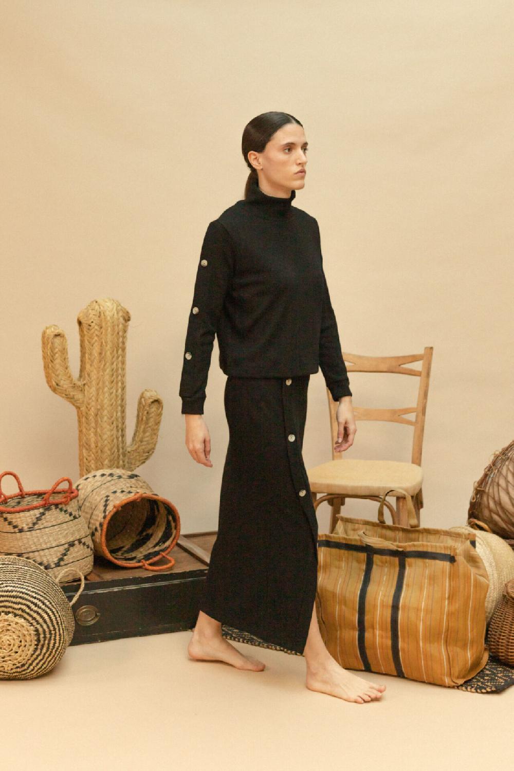 Pan Producto Básico Falda Negra De Tubo Corte Diagonal