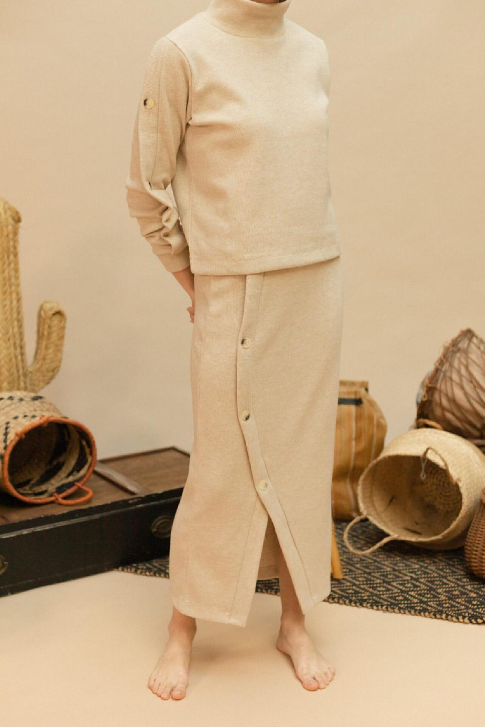 Pan Producto Básico Falda Tubo Arena Corte Diagonal