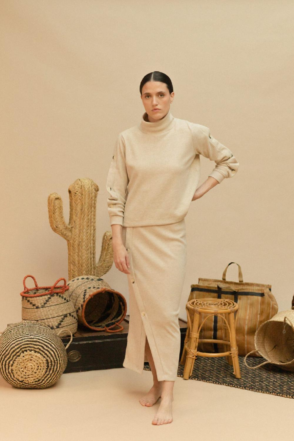 Pan Producto Básico Falda Tubo Arena Corte Diagonal